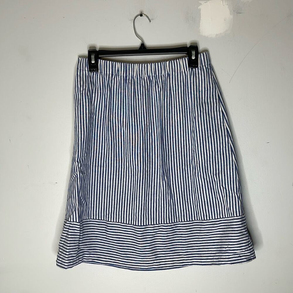 J. Crew Blue and White Striped A-Line Skirt